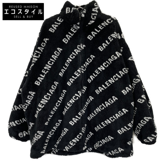 BALENCIAGA バレンシアガ ﾌﾞﾗｯｸ Allover Logo Fluffy Zip-Up Jacket ジャケット 44