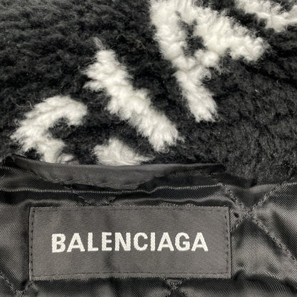 BALENCIAGA バレンシアガ ﾌﾞﾗｯｸ Allover Logo Fluffy Zip-Up Jacket ジャケット 44