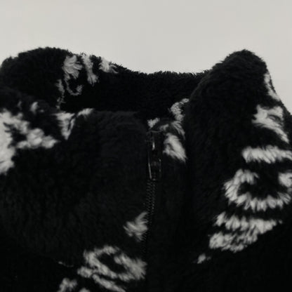 BALENCIAGA バレンシアガ ﾌﾞﾗｯｸ Allover Logo Fluffy Zip-Up Jacket ジャケット 44
