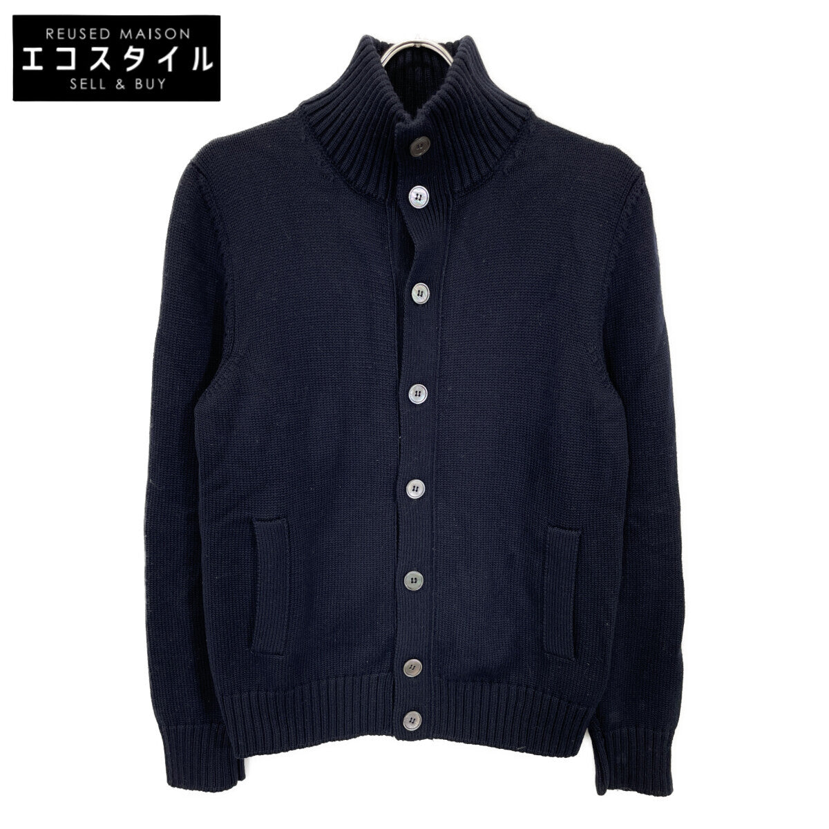 ZANONE ザノーネ 7ETJP4 ZC239 CHIOTO ﾈｲﾋﾞｰ ｽﾀﾝﾄﾞｶﾗｰ ﾆｯﾄｶｰﾃﾞｨｶﾞﾝ トップス 48