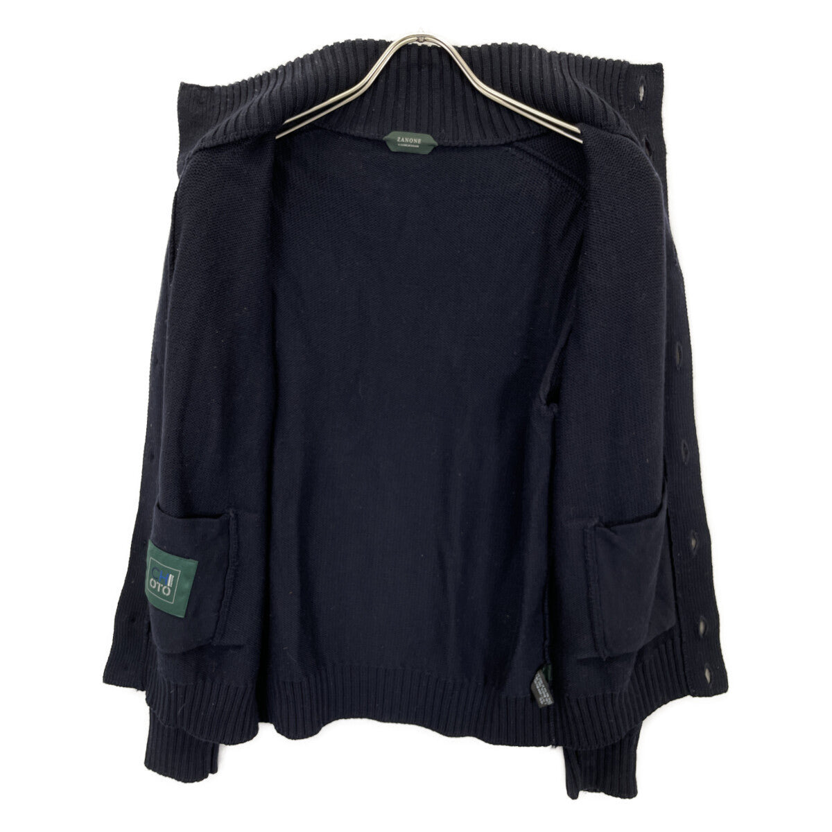 ZANONE ザノーネ 7ETJP4 ZC239 CHIOTO ﾈｲﾋﾞｰ ｽﾀﾝﾄﾞｶﾗｰ ﾆｯﾄｶｰﾃﾞｨｶﾞﾝ トップス 48