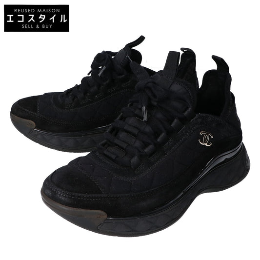 CHANEL シャネル G38501 ココマーク マトラッセ キルティング スエード スニーカー シューズ 36