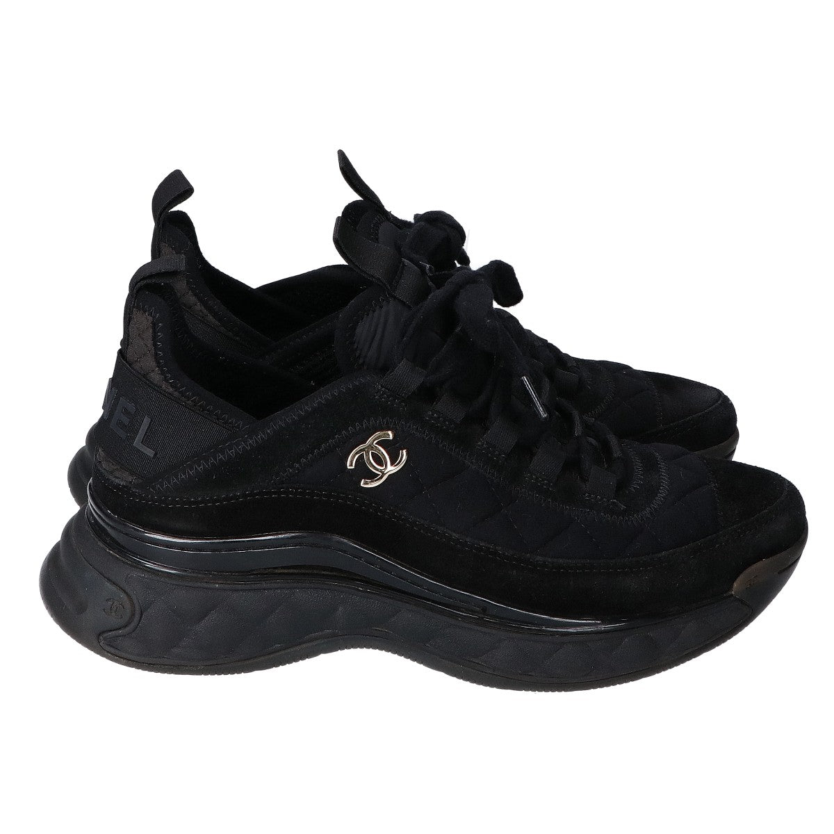 CHANEL シャネル G38501 ココマーク マトラッセ キルティング スエード スニーカー シューズ 36