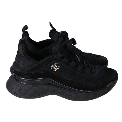 CHANEL シャネル G38501 ココマーク マトラッセ キルティング スエード スニーカー シューズ 36