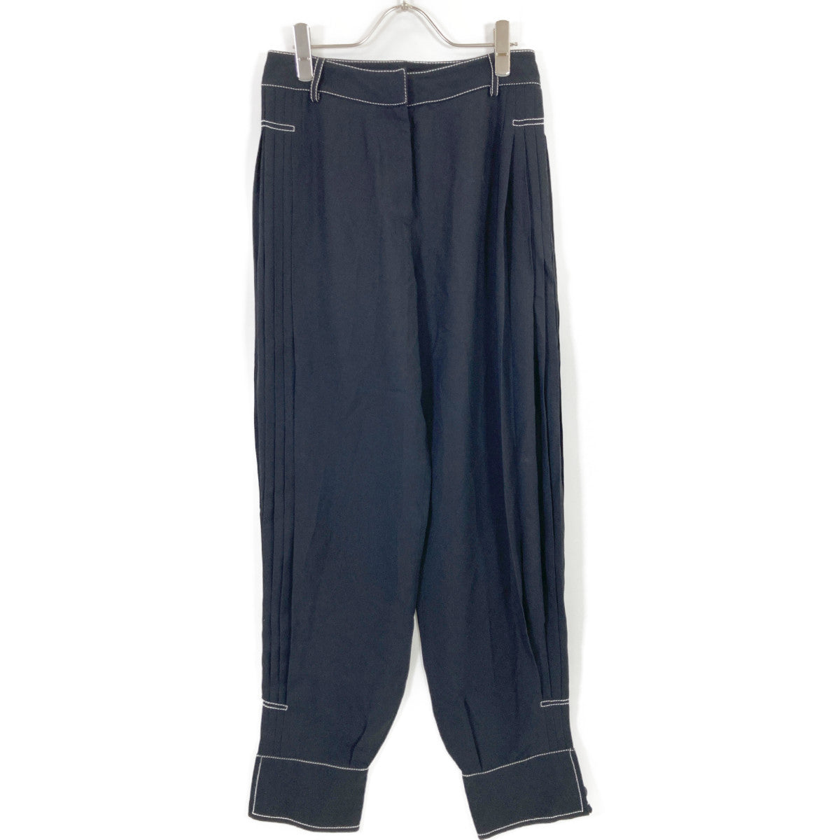 STELLA McCARTNEY ステラマッカートニー 603213 ﾌﾞﾗｯｸ ｽﾃｯﾁ ﾌﾟﾘｰﾂ ﾊﾟﾝﾂ ボトムス 36