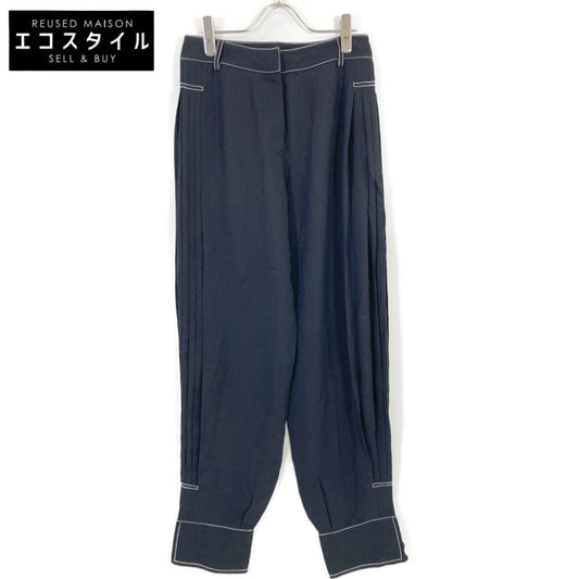 STELLA McCARTNEY ステラマッカートニー 603213 ﾌﾞﾗｯｸ ｽﾃｯﾁ ﾌﾟﾘｰﾂ ﾊﾟﾝﾂ ボトムス 36