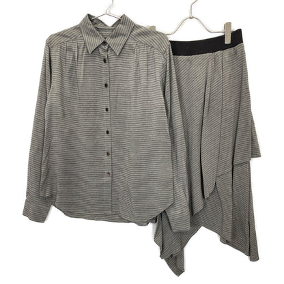 TAE ASHIDA タエアシダ ｸﾞﾚｰ ﾎﾞｰﾀﾞｰ ｼｬﾂ×ｽｶｰﾄ ｾｯﾄｱｯﾌﾟ スーツ セットアップ 11/F