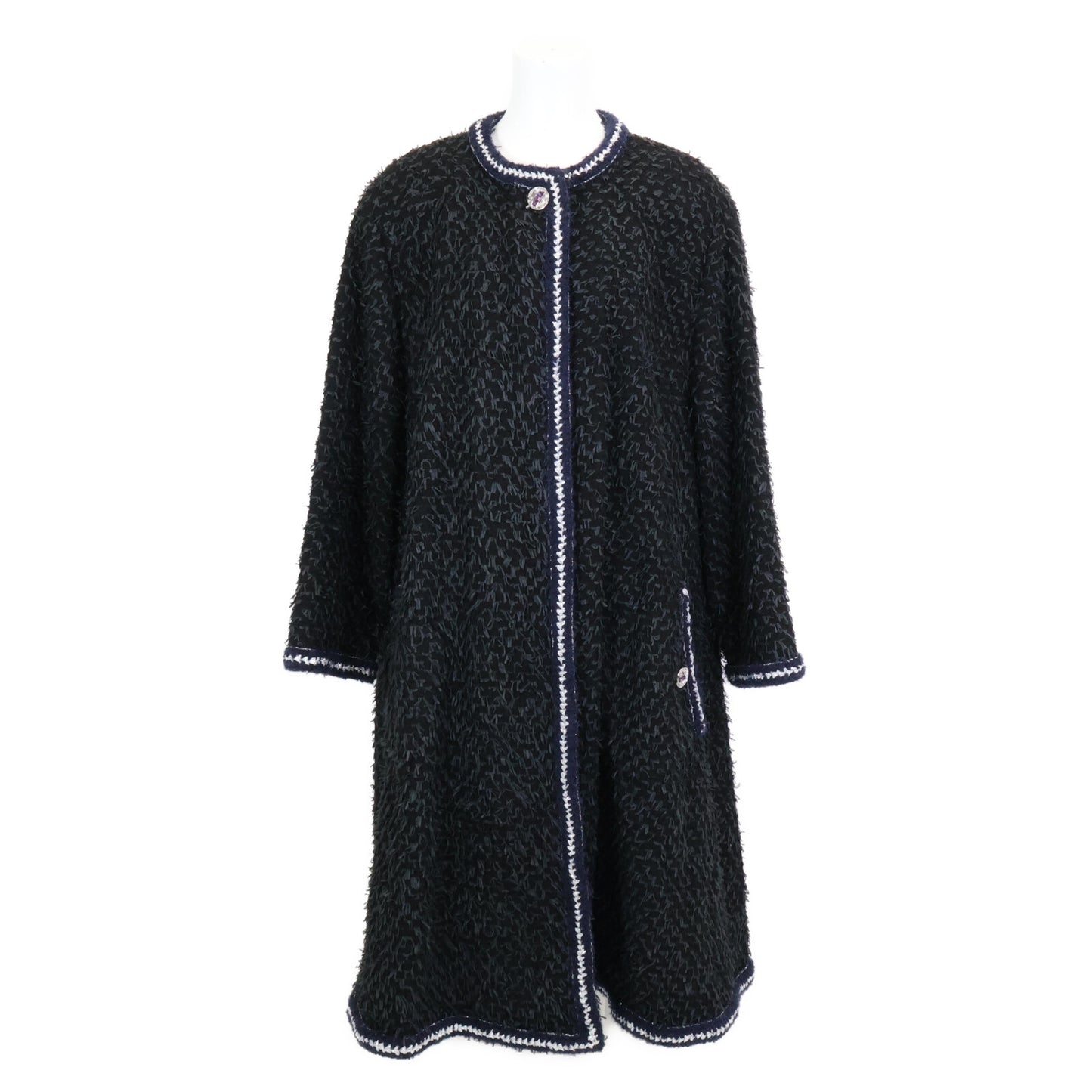 CHANEL シャネル 22AW P73170V64561 ビジューボタン ツイード ロング コート 36