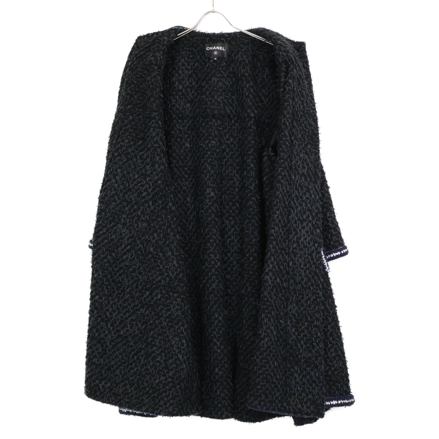 CHANEL シャネル 22AW P73170V64561 ビジューボタン ツイード ロング コート 36