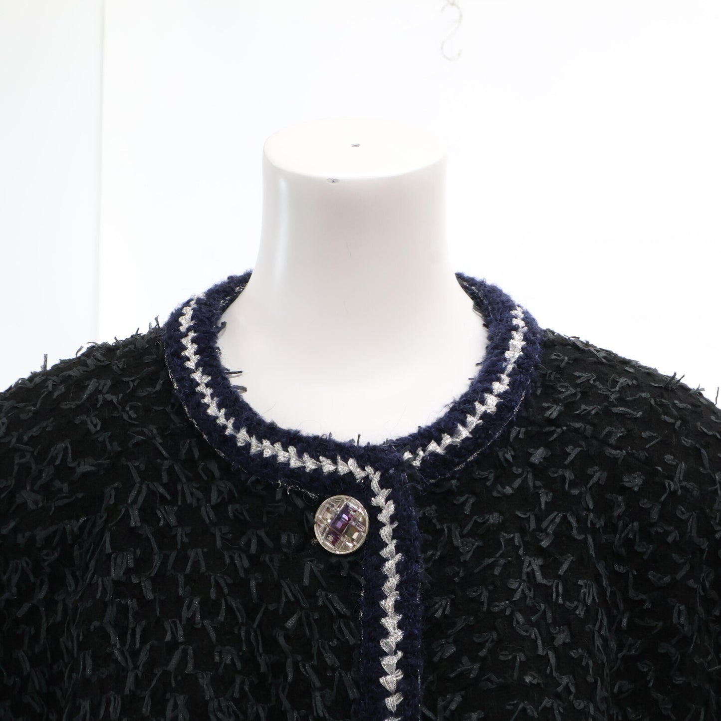 CHANEL シャネル 22AW P73170V64561 ビジューボタン ツイード ロング コート 36