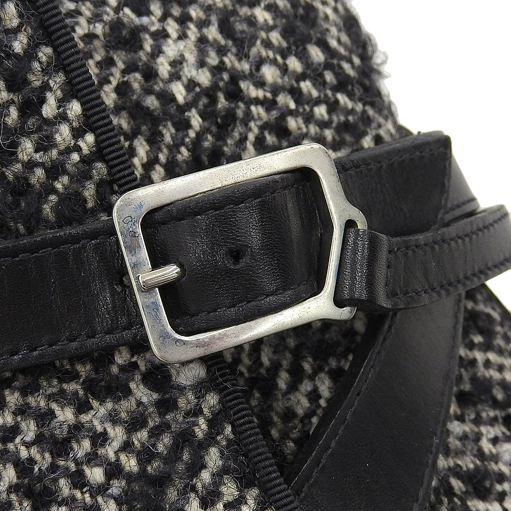 Christian Louboutin クリスチャンルブタン ストラップ ブーツ レザー×ツイード メンズ ブラック×グレー 43 シューズ 43