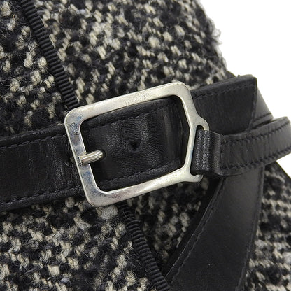 Christian Louboutin クリスチャンルブタン ストラップ ブーツ レザー×ツイード メンズ ブラック×グレー 43 シューズ 43