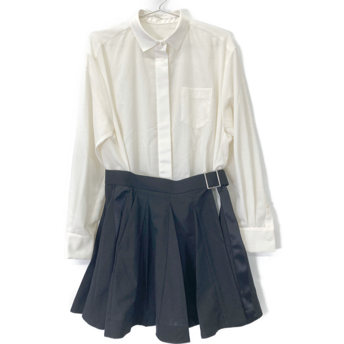 sacai サカイ ﾎﾜｲﾄ×ﾌﾞﾗｯｸ 22-06036 ﾄﾞｯｷﾝｸﾞﾄﾞﾚｽ ワンピース 2