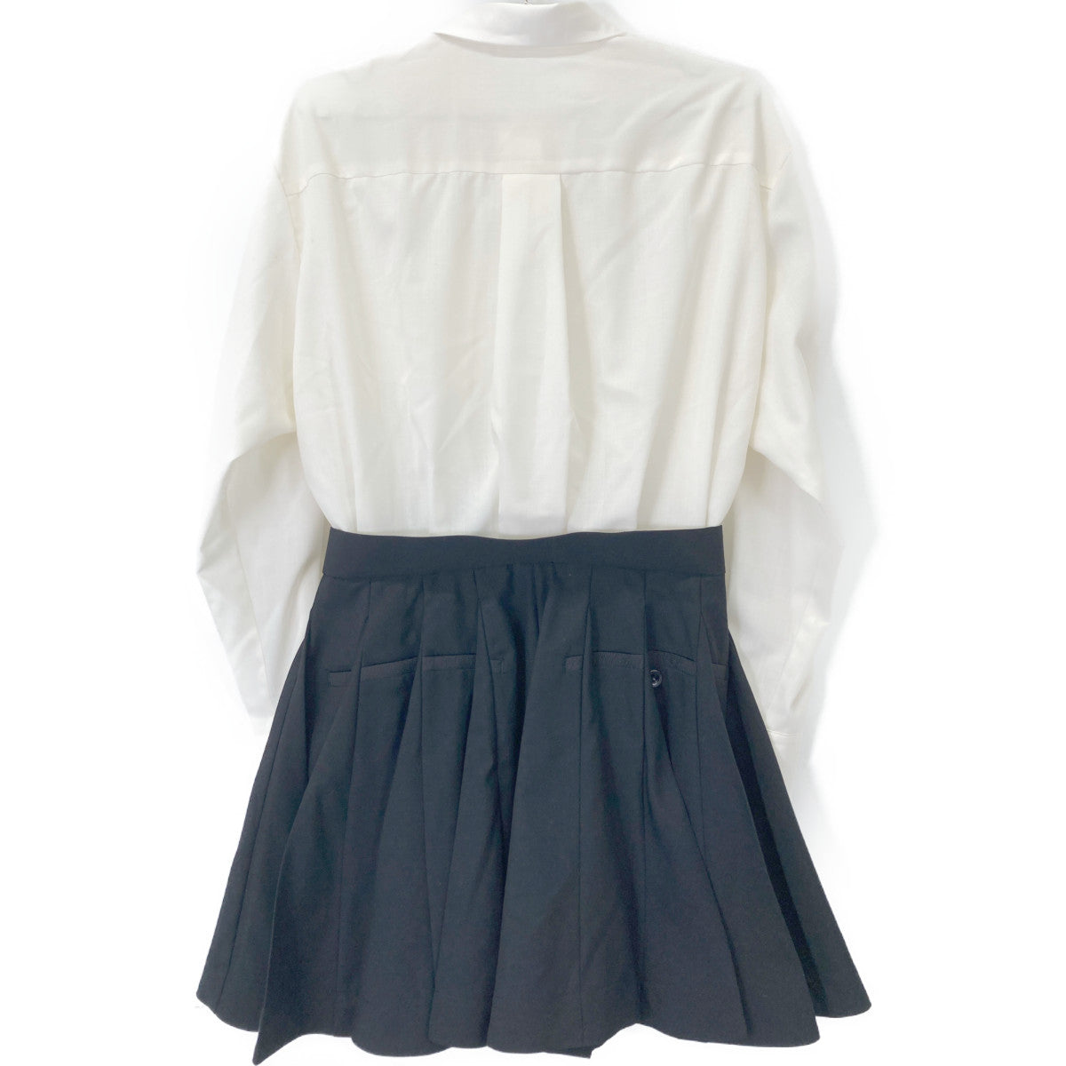 sacai サカイ ﾎﾜｲﾄ×ﾌﾞﾗｯｸ 22-06036 ﾄﾞｯｷﾝｸﾞﾄﾞﾚｽ ワンピース 2