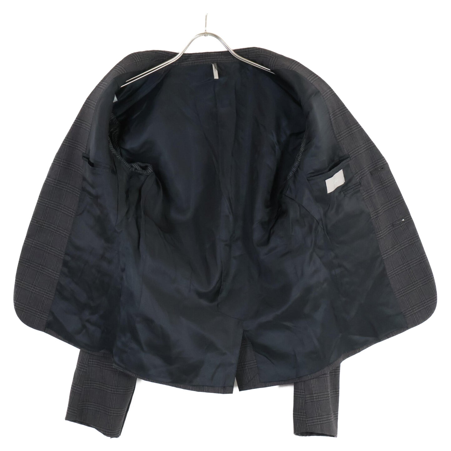 Dior HOMME ディオールオム ｸﾞﾚｰ 8H3170480746 ﾁｪｯｸ ｾｯﾄｱｯﾌﾟ ｴﾃﾞｨ期 スーツ セットアップ 44