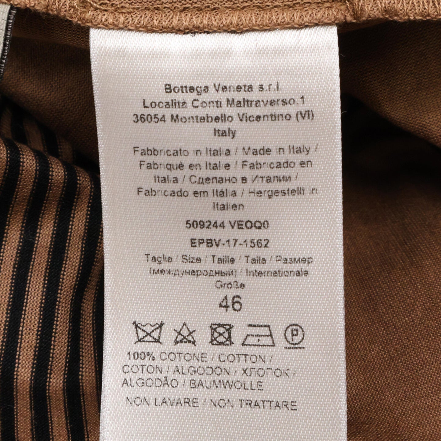 BOTTEGA VENETA ボッテガヴェネタ ﾌﾞﾗｳﾝ 50924 ｽﾄﾗｲﾌﾟ ｳｴｽﾀﾝｼｬﾂ トップス 46