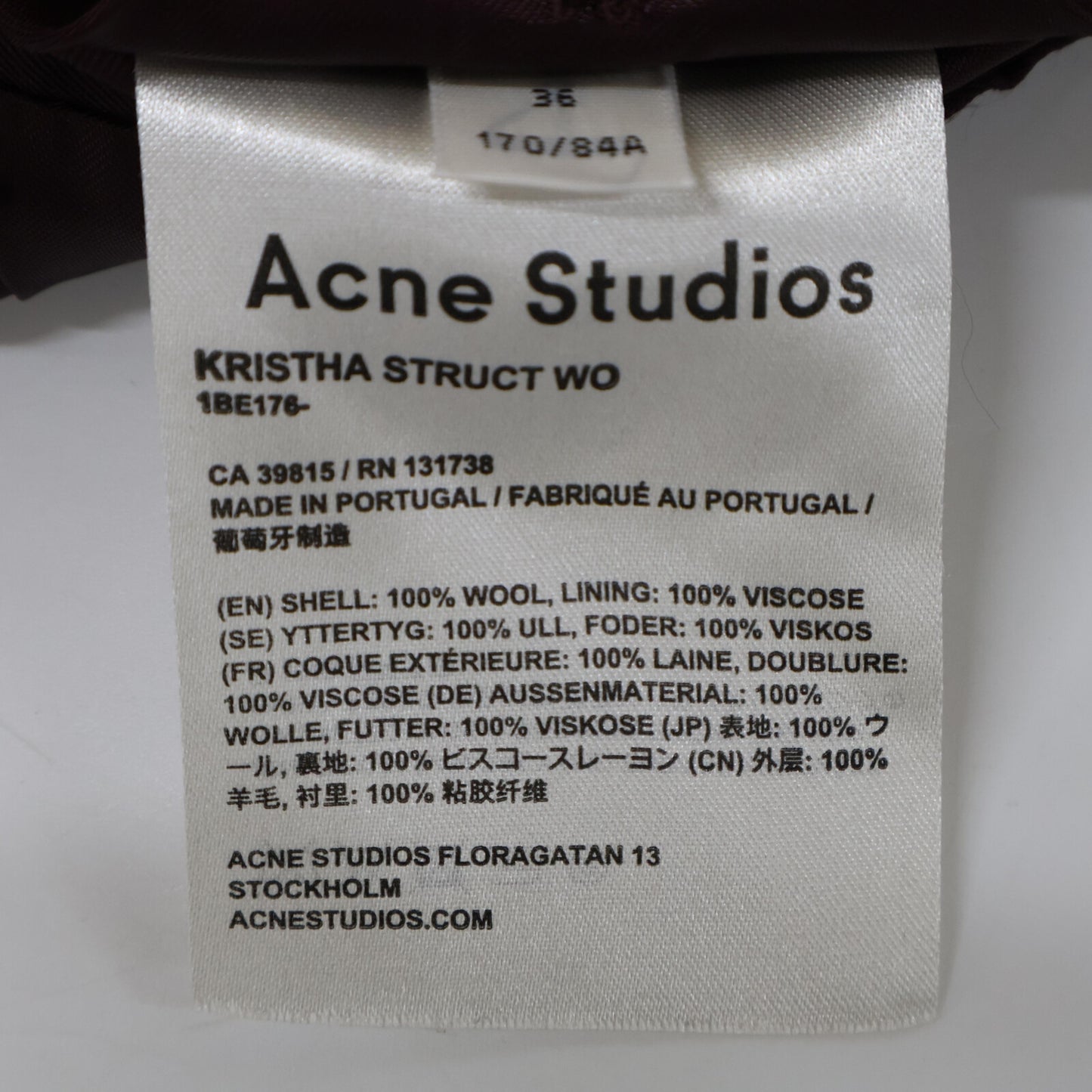 ACNE STUDIOS アクネ ストゥディオズ ﾌﾞﾗｯｸ 1B ﾃｰﾗｰﾄﾞｼﾞｬｹｯﾄ ジャケット 36