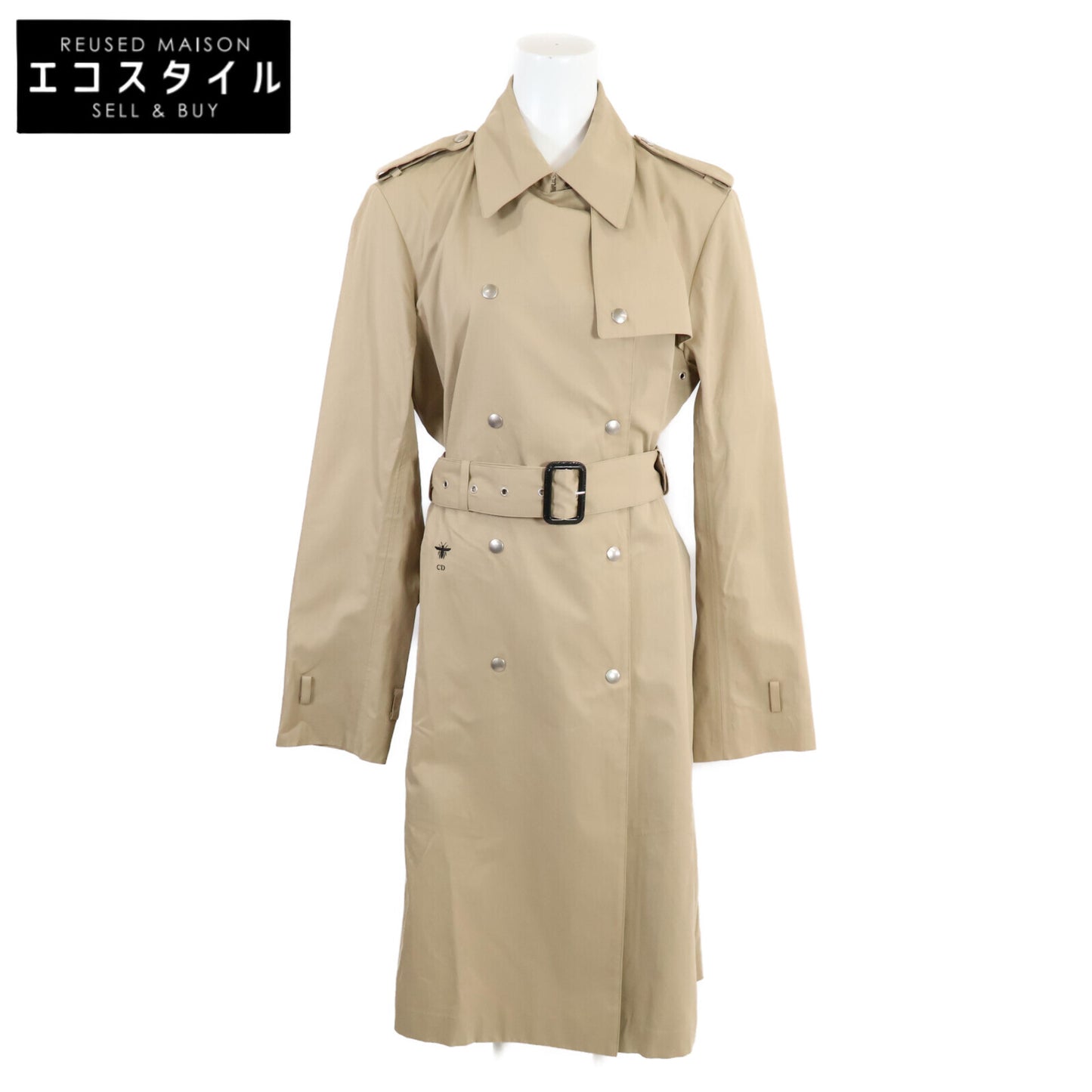 Christian Dior クリスチャンディオール 【美品/国内正規】857M83A3332 BEE刺繍 ロゴベルト トレンチ コート 38