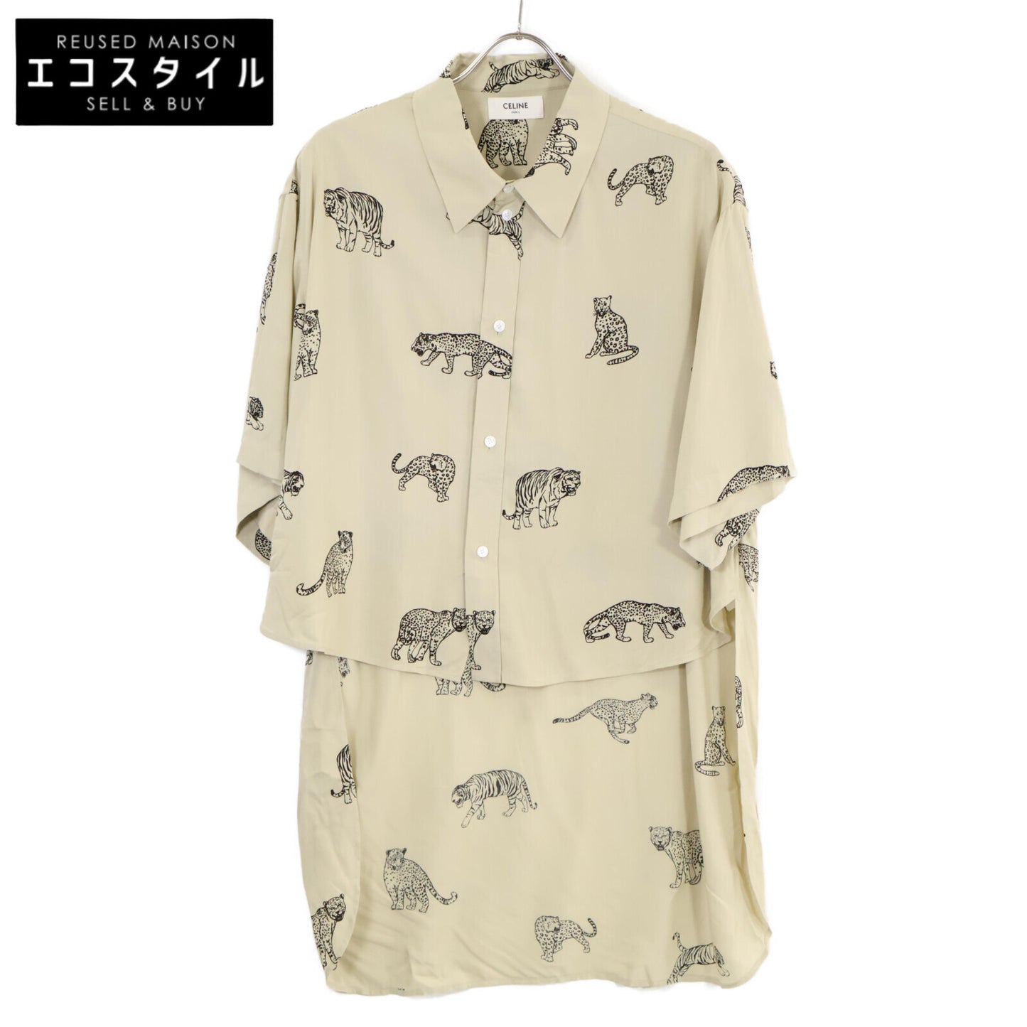 CELINE セリーヌ 【国内正規】2C708362Q フィーラインプリント ルーズテイルコート 半袖シャツ/ トップス 38