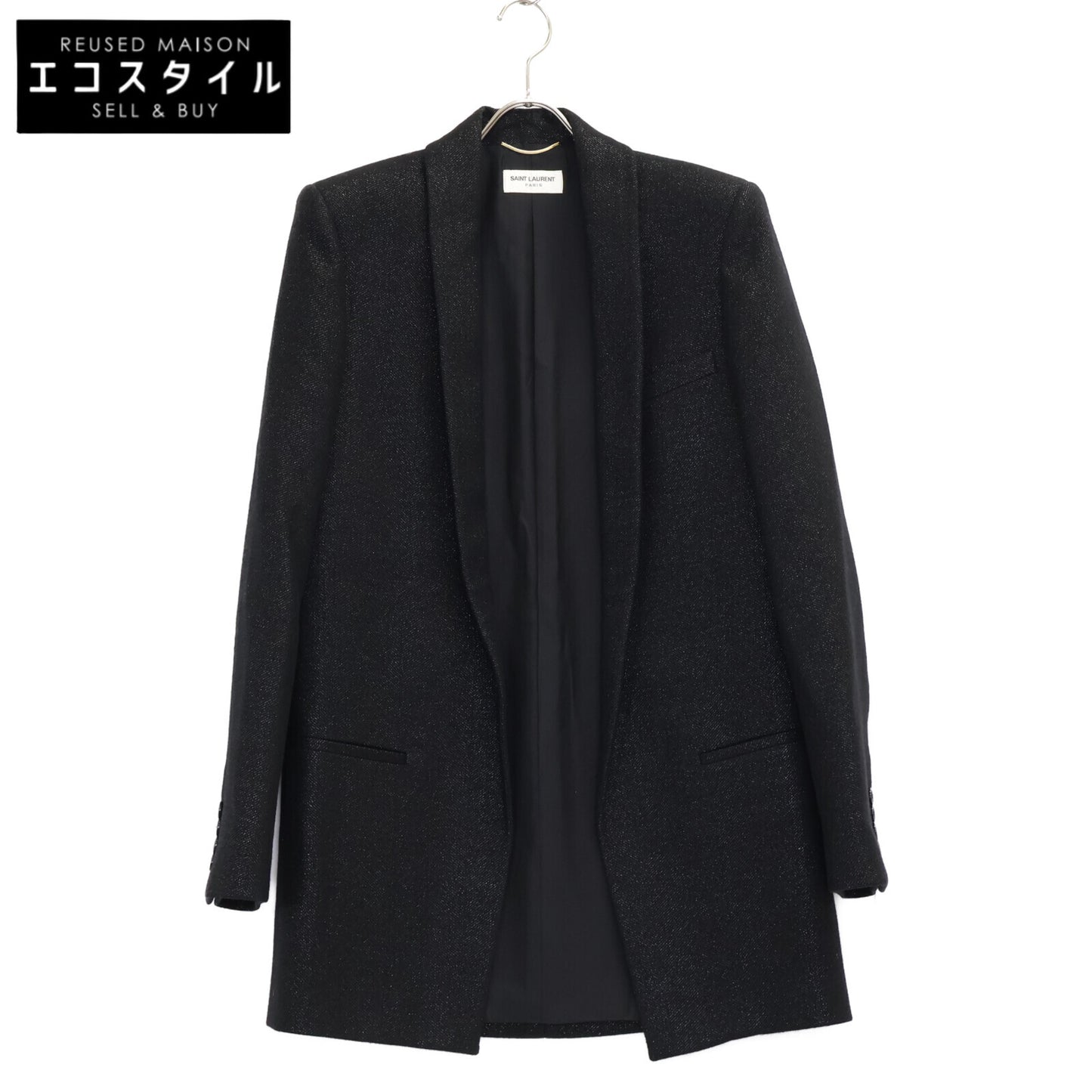 SAINT LAURENT PARIS サンローランパリ ﾌﾞﾗｯｸ 552518 ﾗﾒ ｳｰﾙ ｼﾞｬｹｯﾄ ジャケット 38