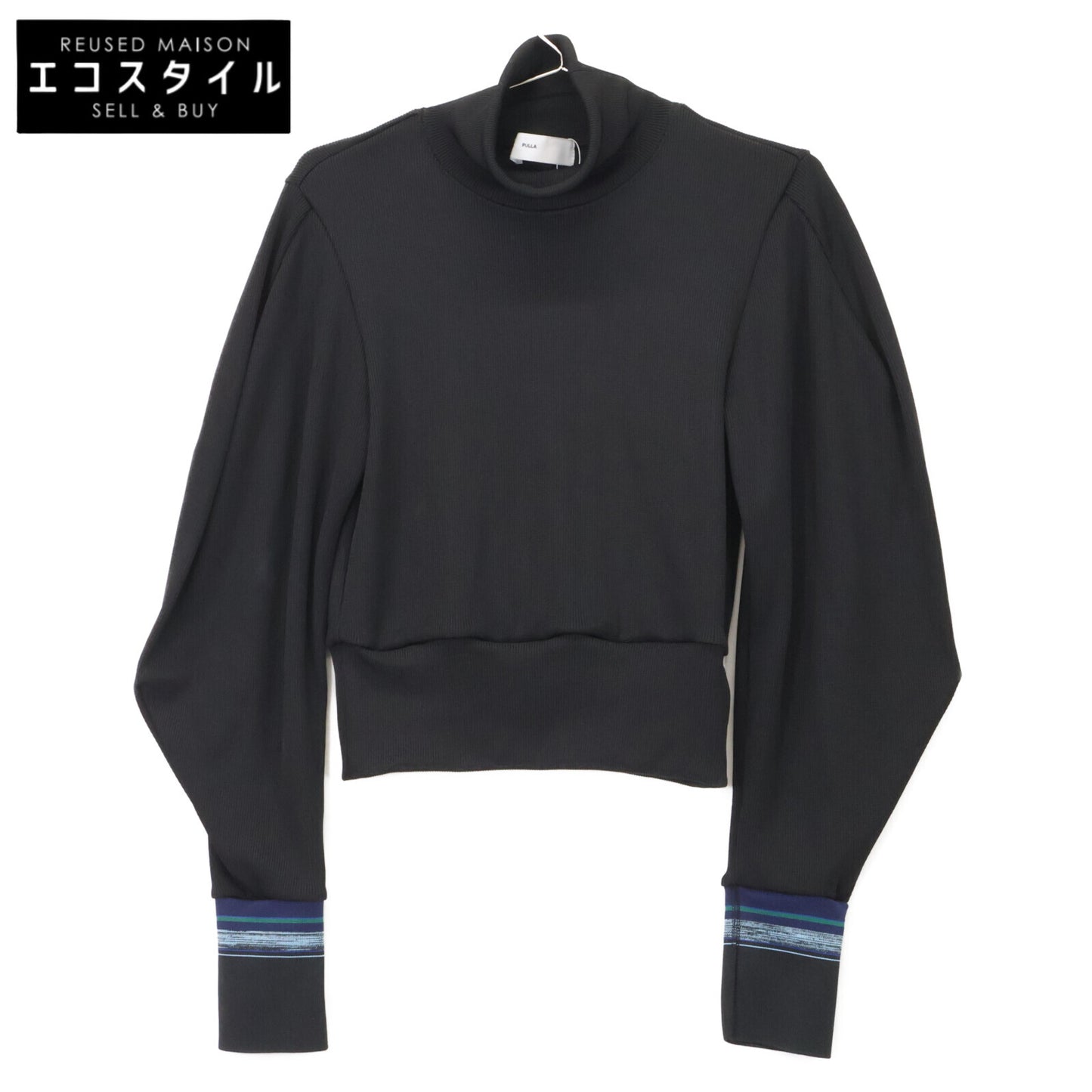 TOGA PULLA トーガプルラ ブラック Glossy rib pullover トップス 38