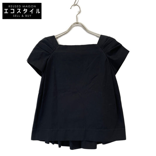 DRAWER ドゥロワー ﾌﾞﾗｯｸ 6521-299-0041 ﾌﾚﾝﾁｽﾘｰﾌﾞ ﾌﾞﾗｳｽ トップス 36