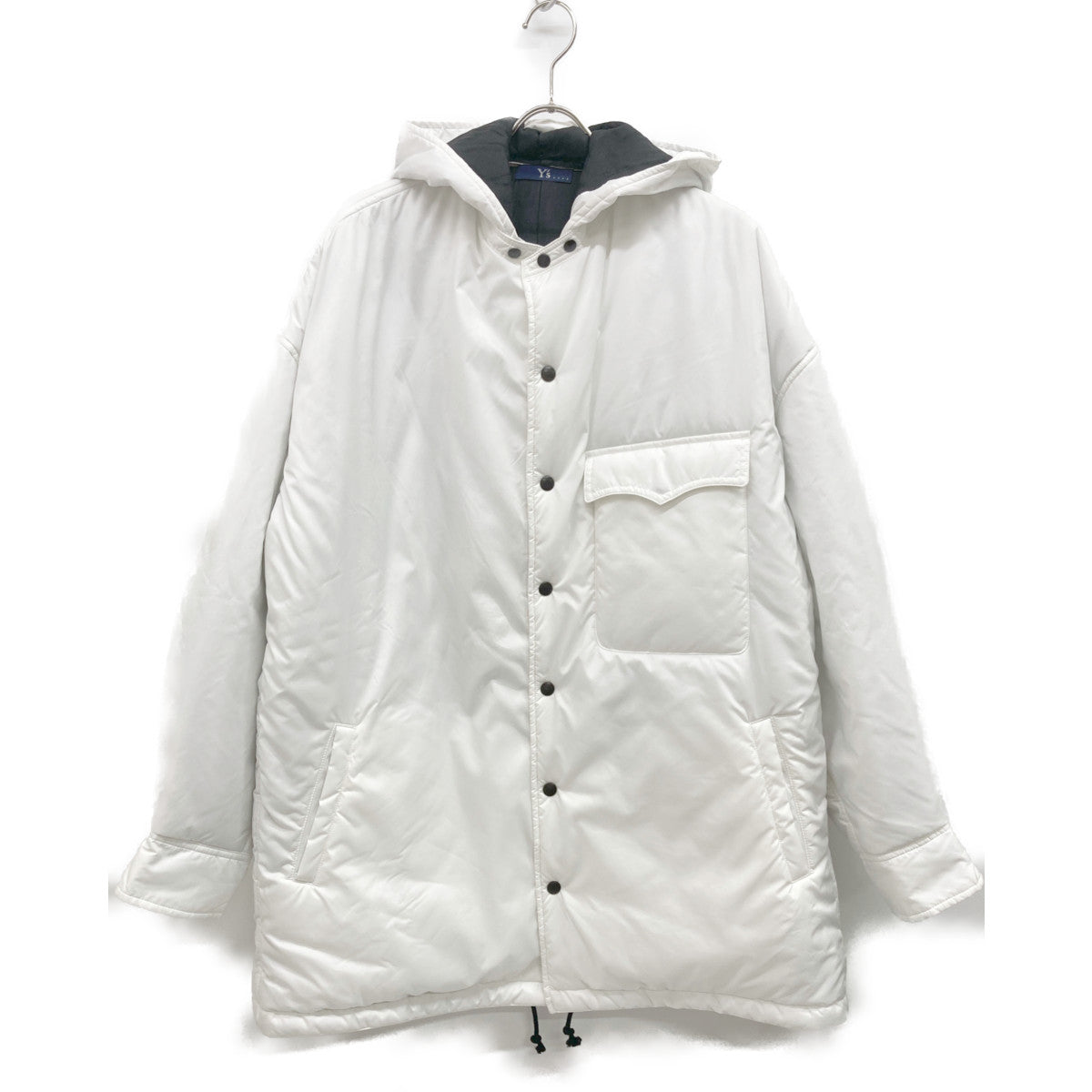 Y's ワイズ ﾎﾜｲﾄ ﾃﾌﾛﾝﾎﾟﾘｴｽﾃﾙ ﾌｰﾄﾞ付き 中綿ﾌﾞﾙｿﾞﾝ ジャケット 3