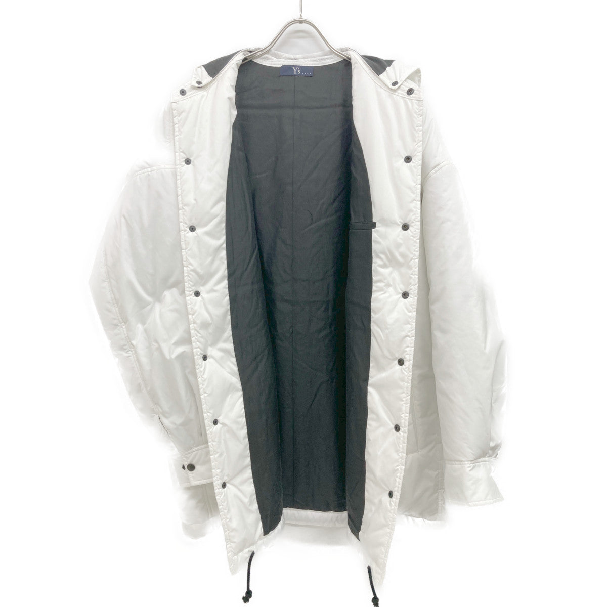 Y's ワイズ ﾎﾜｲﾄ ﾃﾌﾛﾝﾎﾟﾘｴｽﾃﾙ ﾌｰﾄﾞ付き 中綿ﾌﾞﾙｿﾞﾝ ジャケット 3