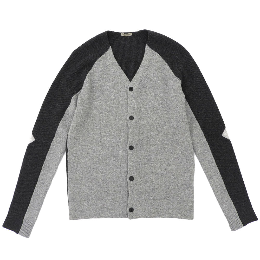 BOTTEGA VENETA ボッテガヴェネタ 美品 バイカラー カーディガン メンズ カシミヤ混 チャコールグレー グレー 44 44