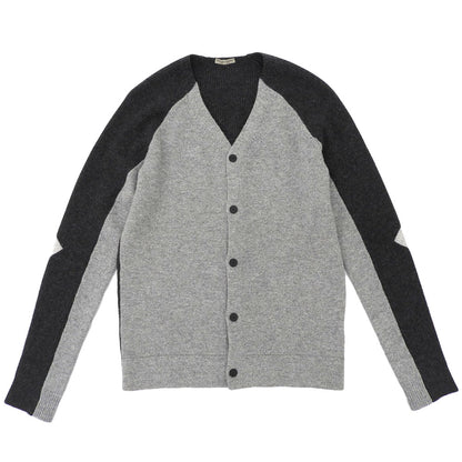 BOTTEGA VENETA ボッテガヴェネタ 美品 バイカラー カーディガン メンズ カシミヤ混 チャコールグレー グレー 44 44
