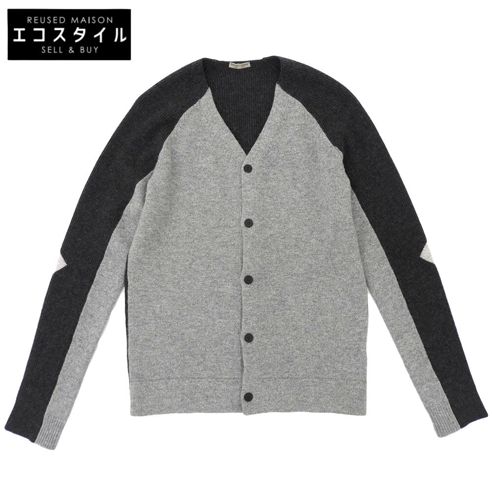 BOTTEGA VENETA ボッテガヴェネタ 美品 バイカラー カーディガン メンズ カシミヤ混 チャコールグレー グレー 44 44