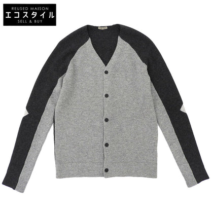 BOTTEGA VENETA ボッテガヴェネタ 美品 バイカラー カーディガン メンズ カシミヤ混 チャコールグレー グレー 44 44