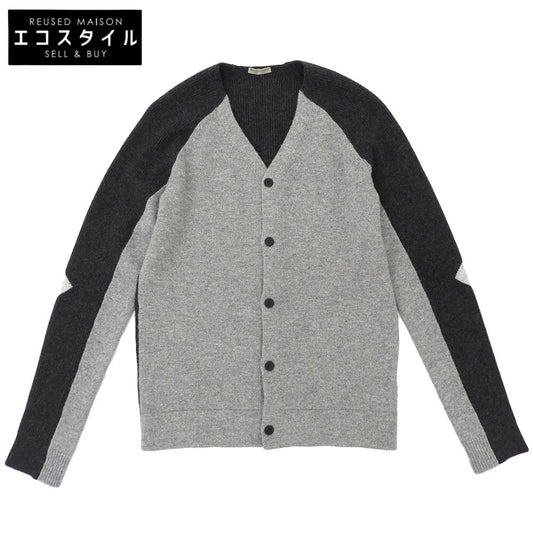 BOTTEGA VENETA ボッテガヴェネタ 美品 バイカラー カーディガン メンズ カシミヤ混 チャコールグレー グレー 44 44