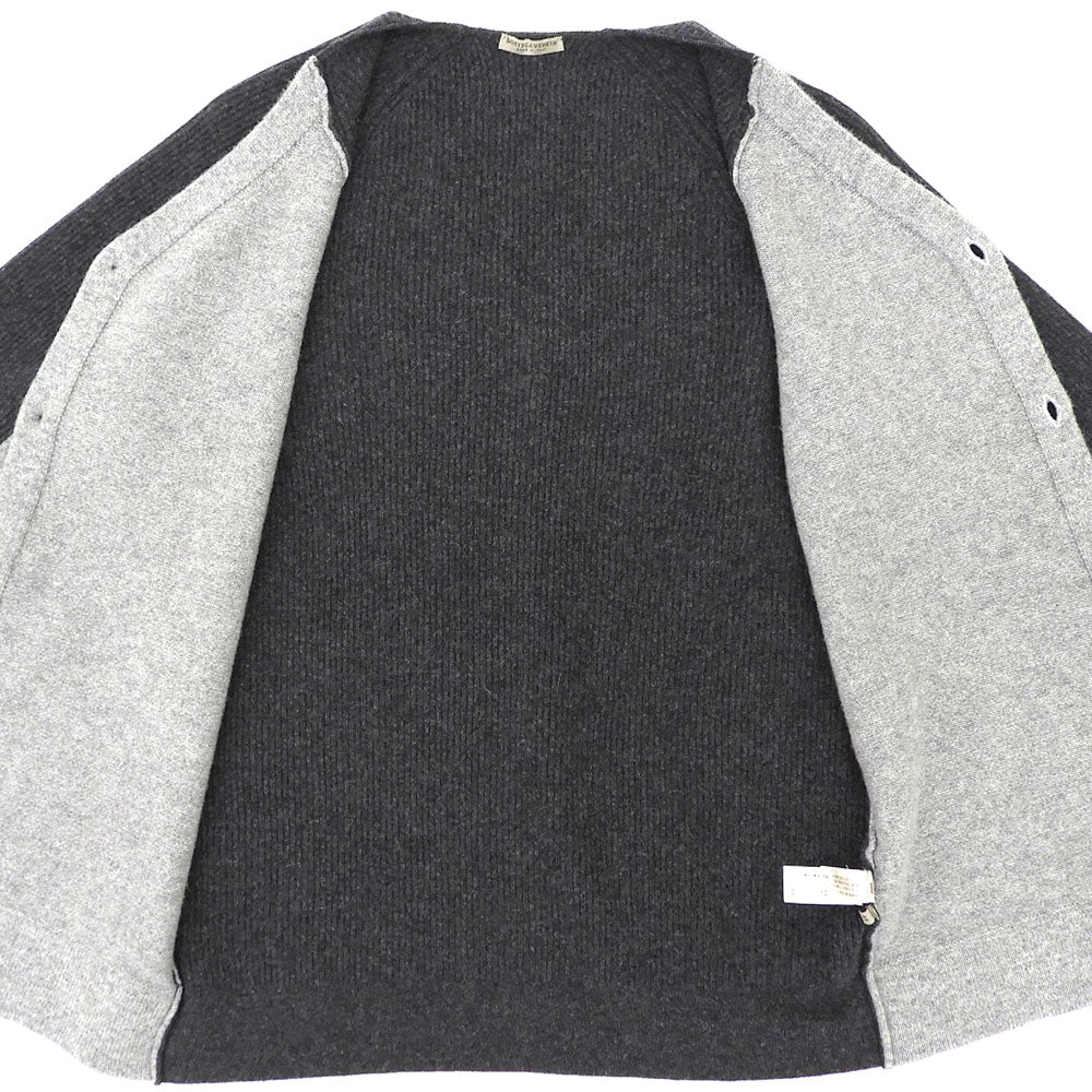 BOTTEGA VENETA ボッテガヴェネタ 美品 バイカラー カーディガン メンズ カシミヤ混 チャコールグレー グレー 44 44