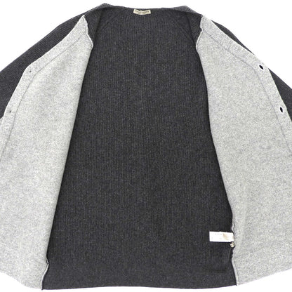 BOTTEGA VENETA ボッテガヴェネタ 美品 バイカラー カーディガン メンズ カシミヤ混 チャコールグレー グレー 44 44