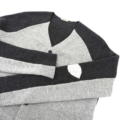 BOTTEGA VENETA ボッテガヴェネタ 美品 バイカラー カーディガン メンズ カシミヤ混 チャコールグレー グレー 44 44