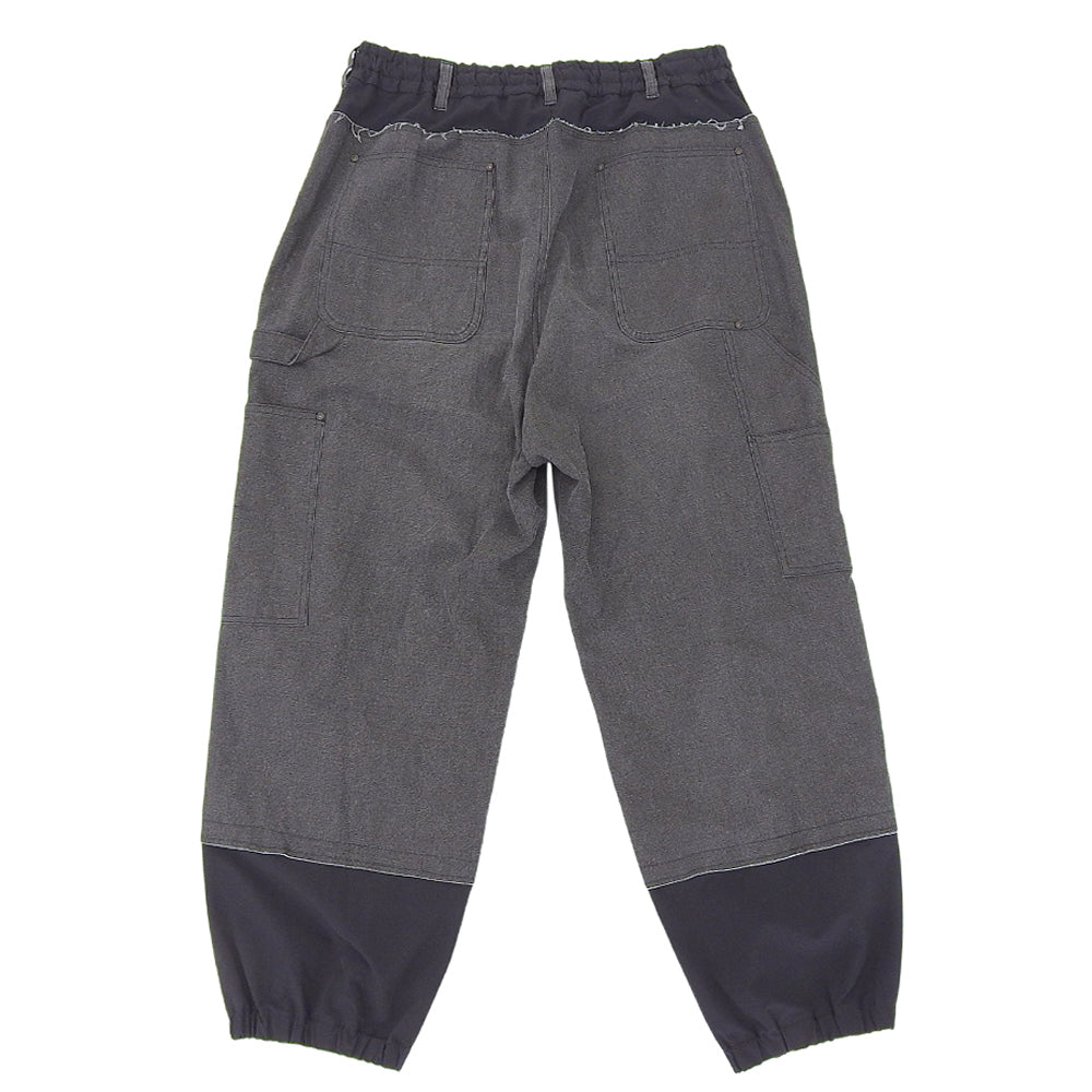 Y's ワイズ リネン コットン ダブルニーパンツ ボトムス メンズ ブラック 3 22AW 解れ加工 ボトムス 3