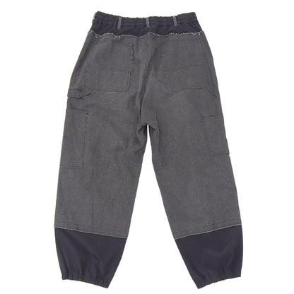 Y's ワイズ リネン コットン ダブルニーパンツ ボトムス メンズ ブラック 3 22AW 解れ加工 ボトムス 3