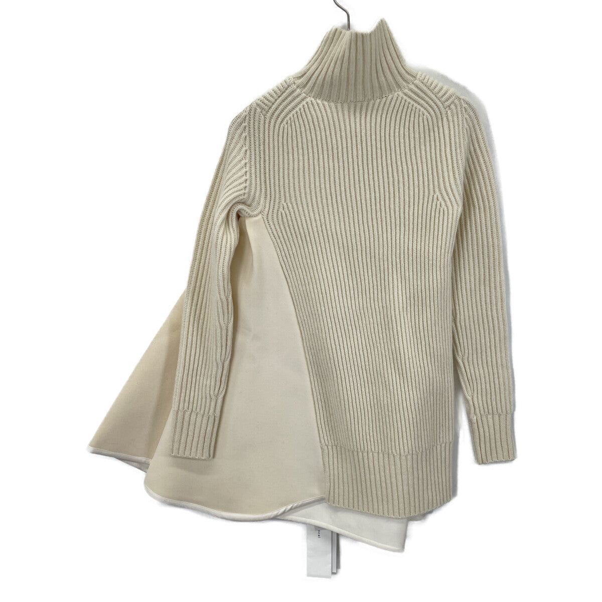 sacai サカイ 23年 ﾎﾜｲﾄ ﾆｯﾄ切り替え ﾎﾞﾝﾃﾞｨﾝｸﾞﾜﾝﾋﾟｰｽ ワンピース 1