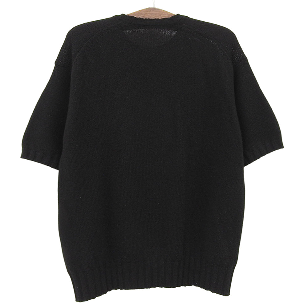 AURALEE オーラリー SHETLAND WOOL CASHMERE ニットTシャツ トップス メンズ 黒 ブラック 4 トップス 4
