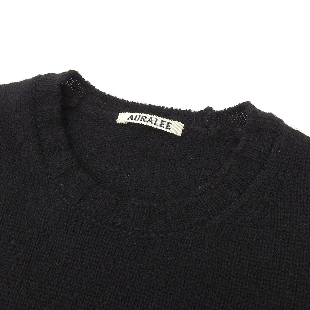 AURALEE オーラリー SHETLAND WOOL CASHMERE ニットTシャツ トップス メンズ 黒 ブラック 4 トップス 4