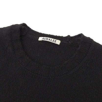 AURALEE オーラリー SHETLAND WOOL CASHMERE ニットTシャツ トップス メンズ 黒 ブラック 4 トップス 4