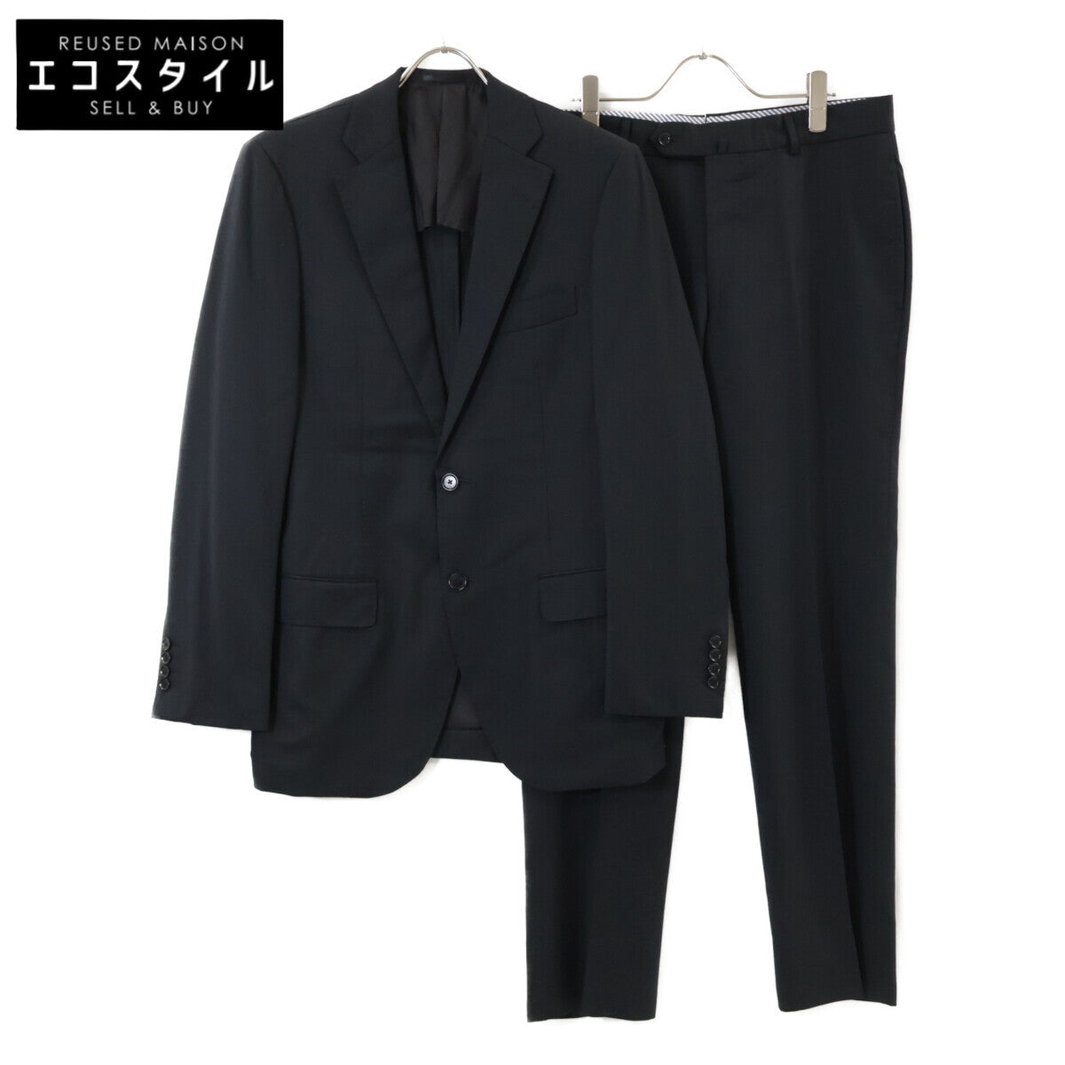 TOMORROWLAND PILGRIM トゥモローランドピルグリム ×ｾﾞﾆｱ 25年製 黒 ｼﾝｸﾞﾙ2つ釦ｽｰﾂ 48