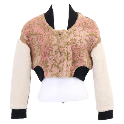 Christian Dior クリスチャンディオール 【国内正規】258V83AL833 ラムレザー/ボア 切替 クロップド ブルゾン/ ジャケット 40