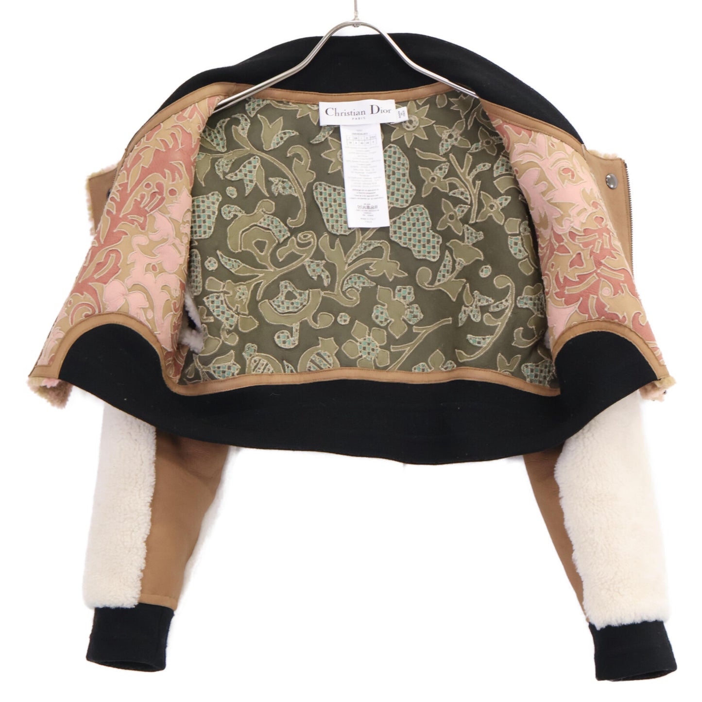 Christian Dior クリスチャンディオール 【国内正規】258V83AL833 ラムレザー/ボア 切替 クロップド ブルゾン/ ジャケット 40