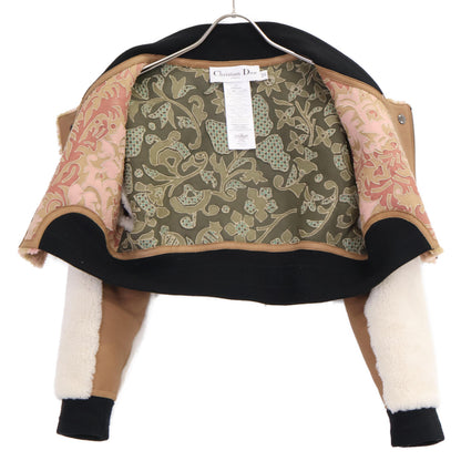 Christian Dior クリスチャンディオール 【国内正規】258V83AL833 ラムレザー/ボア 切替 クロップド ブルゾン/ ジャケット 40