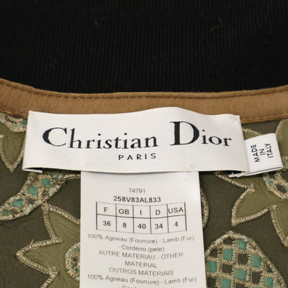 Christian Dior クリスチャンディオール 【国内正規】258V83AL833 ラムレザー/ボア 切替 クロップド ブルゾン/ ジャケット 40