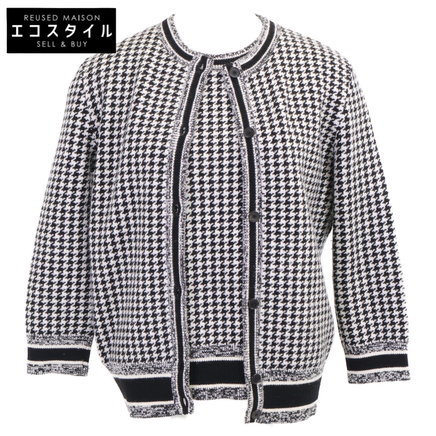 Christian Dior クリスチャンディオール 【国内正規】054G33AM035/054T33AM035 ハウンドトゥース カシミヤ混 ニットアンサンブル/ トップス 40