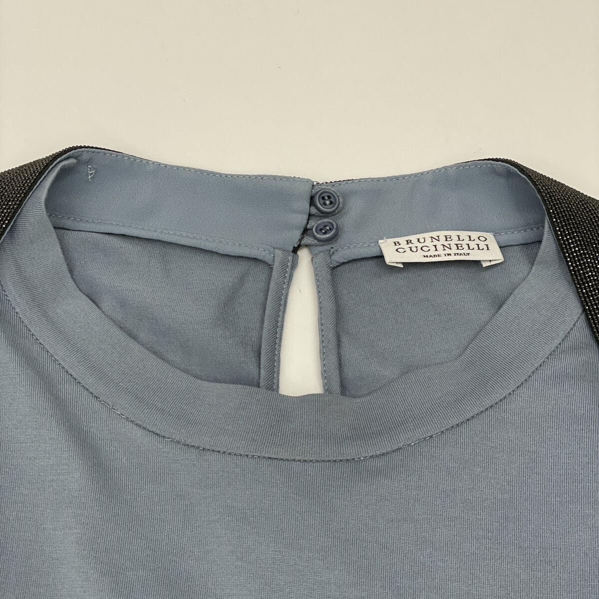 BRUNELLO CUCINELLI ブルネロクチネリ ﾗｲﾄﾌﾞﾙｰ ｸﾛｯﾌﾟﾄﾞ ｶｯﾄｿｰ トップス M