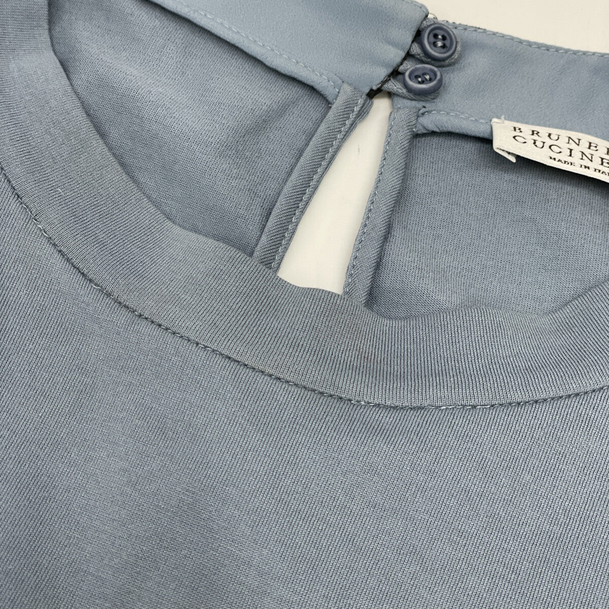 BRUNELLO CUCINELLI ブルネロクチネリ ﾗｲﾄﾌﾞﾙｰ ｸﾛｯﾌﾟﾄﾞ ｶｯﾄｿｰ トップス M